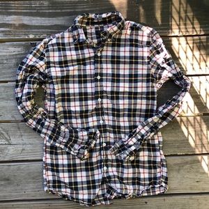 White and Navy plaid button up